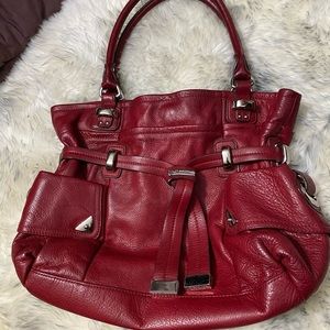 Red leather b makowsky bag